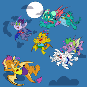 Tipsy night-time dragons! by Foxlover91