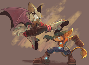 Rouge vs Ratchet by darkfist