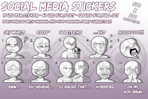 Custom Social Media Sticker Set #1 - 1/3 Batch Slots OPEN by TanukiArts