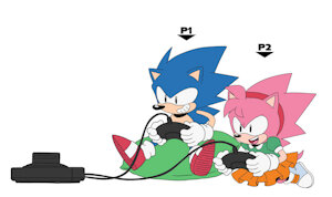 Just Two Hedgehogs Playing Videogames by BlackFlash09