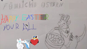 A little Easter greeting from a rascal by Liolynxdramon