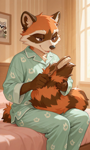 Jennifer brushing her tail before bed by TowerSmash1