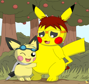 Rubbing Michu's apple stuffed belly by pichu90