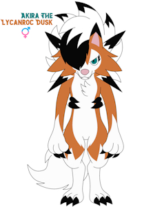 Akira The Lycanroc Dusk (Anthro) [AI-ART] by MangledTheArcticWolf