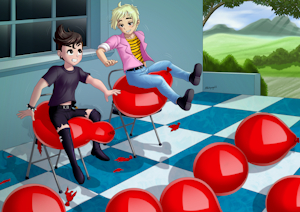 Brieynne and Gerrit's balloon sit pop race by Balloonbouncer