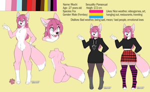 Mochi Reference sheet [Fursona ref] by mochifemfox