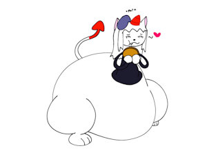 kitty eats a burger and gets head pats by sickbunny