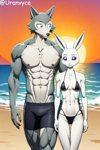Legoshi and Haru in the Beach by Uranvyce