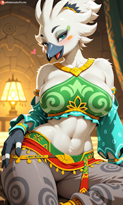 Adult female Tulin in gerudo outfit by EBIL64