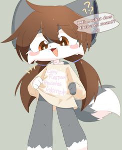 Kuroupi with an oversized t-shirt by clyndemoon