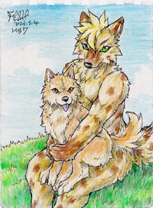 A hyena boy and his dog [by Folf] by Yako