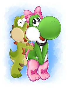 Cute yoshi couple [comm] by Gnartastic