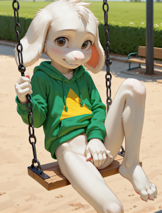Asriel on a swing by Aifuro