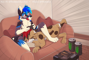 Fullbody Commission - Gaming Night by fennekfuchs