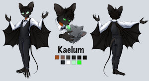 Kaelum the Jade Court "Bat-tender" (SFW Sheet) by ToumaSnowpaw