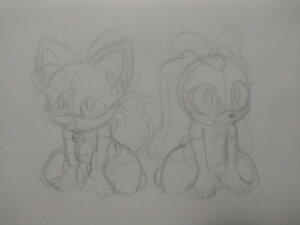 Tails and Cream kneeling by PilloTheStar