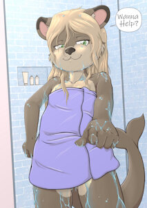 Out of the Shower: YCH completed images by RisingDragon