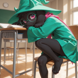 Ralsei during class by Aifuro