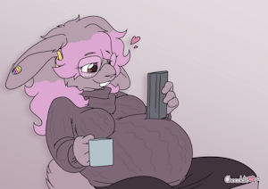Lounging Eggnant Bunny by ChocolateKitsune