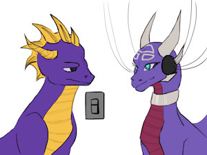 Spyro uses the brain evolutionizer on Cinder by BrainyEverest