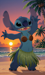 Stitch hula dancing by EBIL64