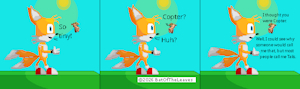 Pixel Art of Comic of Tails and a Small Fruit Bat Panels 1 through 3 by BatOfTheLeaves