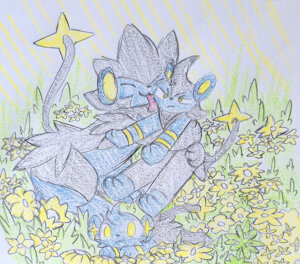luxray and her luxbinos (luxio and shinx) by sylveon69