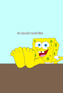 SpongeBob's feet on the table by TheFurryTree