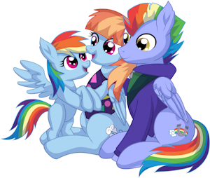 Rainbow Dash and Her Parents - Happy Moment NO BG by CyanLightning