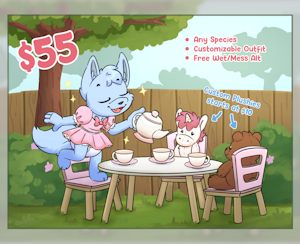 ✨Tea Party Time🍵 - YCH OPEN! by SmolSkeenie