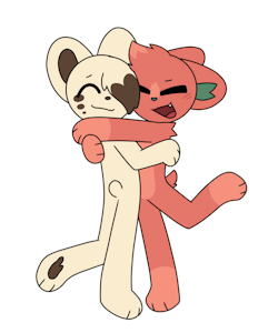 Flan and Pepper hugging by BreadKitten123