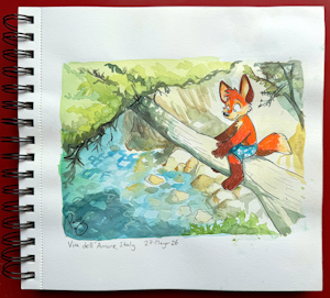 Watercolor Studies: Adam in Via dell'Amore (2/20) by pandapaco