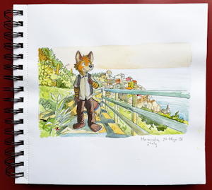 Watercolor Studies: Cappy in Manarola (5/20) by pandapaco