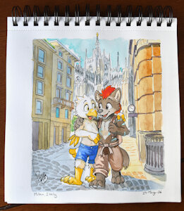 Watercolor Journey: Flurrabell and Helios in Milan (11/20) by pandapaco