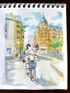 Watercolor Journey: Furzy in Paris (14/20) by pandapaco
