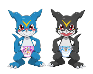 Veemon & BlackVeemon Diapers by HelioX