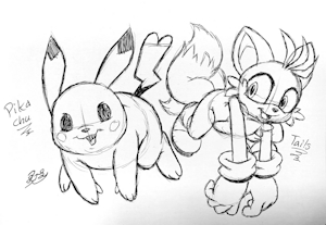 Tails + Pikachu by PilloTheStar