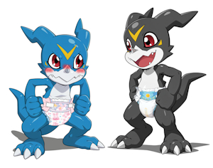 Veemon & BlackVeemon Diapers (2) by HelioX