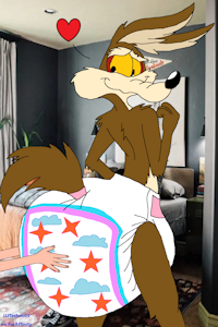 Nate Bailey loves touch Wile E. Coyote's diaper butt by JJJTechno2003