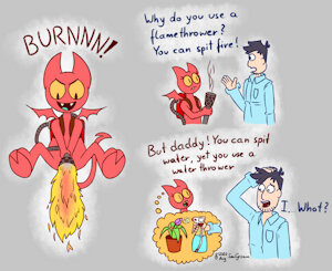 Satina gets a flame thrower by SenGrisane