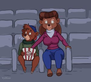 Kit and Rebecca at the cinema. by VylfGor