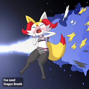 Scarlet attacked by a Dragon-type attack by PonPonTheDreambunny