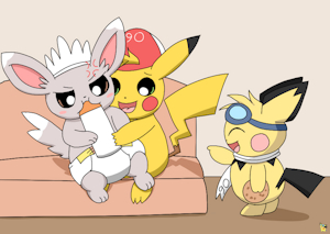 Babying Mincy by pichu90