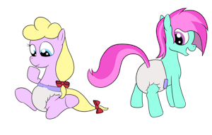 Penny and Belle messing their diapers 1 by mucky