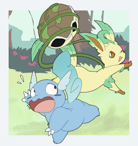 Leafeon and Wartortle by LKIWS