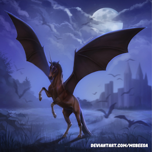Bat-winged unicorn by MsBeesa