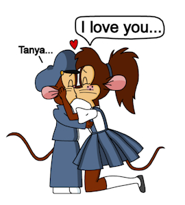 Fievel X Tanya - Hero's Kiss (school uniform) by MystKnight