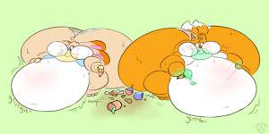 Tails and Cream's Messy Feast by OverfedPets
