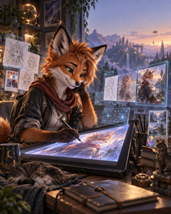 Fox Artist in a Cozy Studio by aldenclark290296