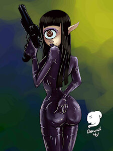 ShimmeringAegis Gwenrose the Wild West Gothic Elf-Cyclops by Drawinit4u